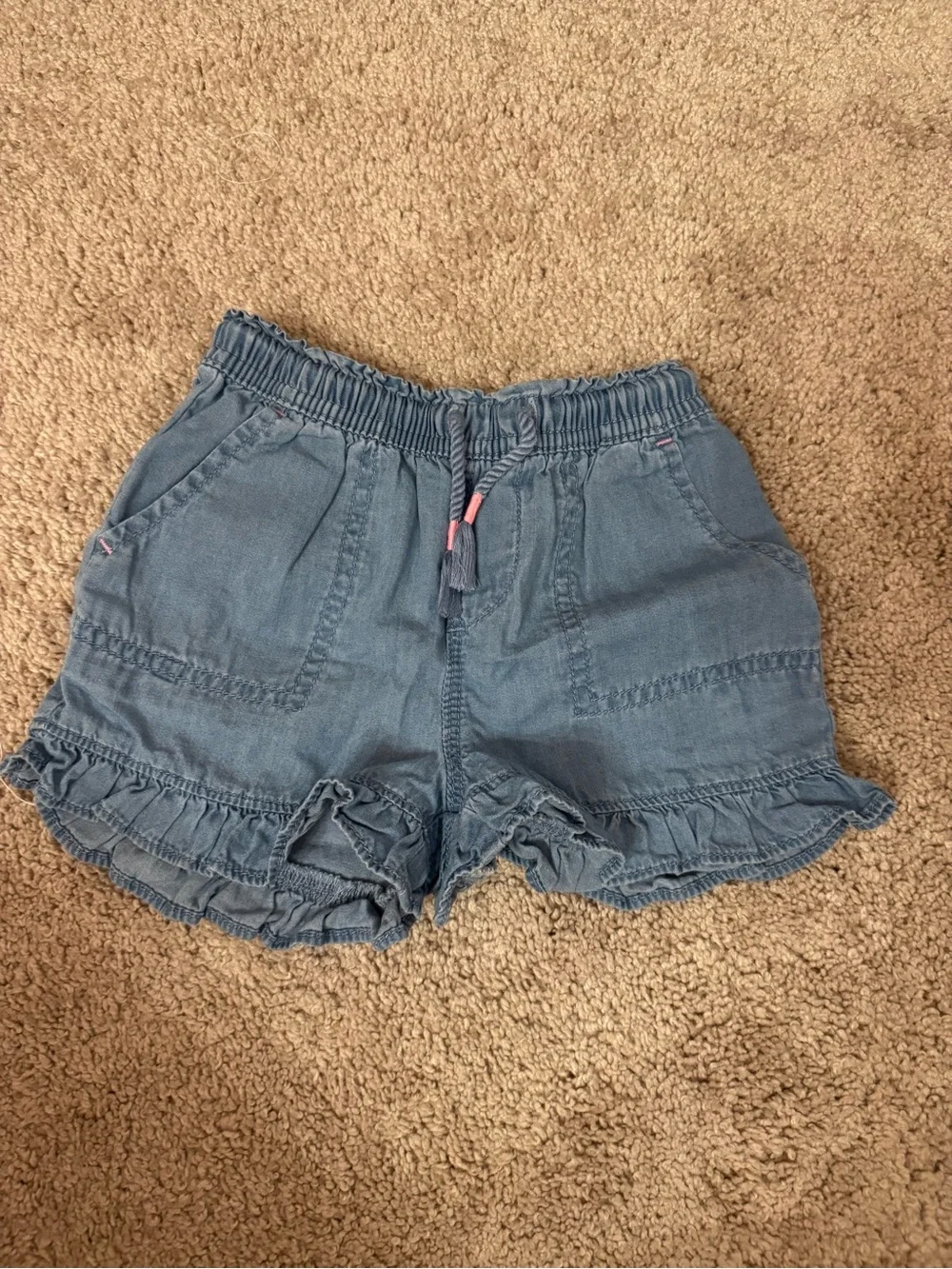 Blue Ruffle Hem Pull-On Shorts
